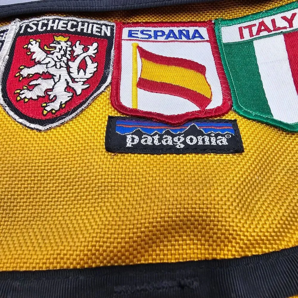 Vintage Patagonia Half Mass Messenger Bag Yellow USA Made European Patches